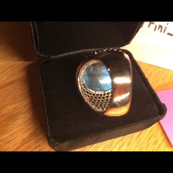 RARITIES NWT Carol Brodie Labradorite & Black Spinel Ring - Picture 6 of 8